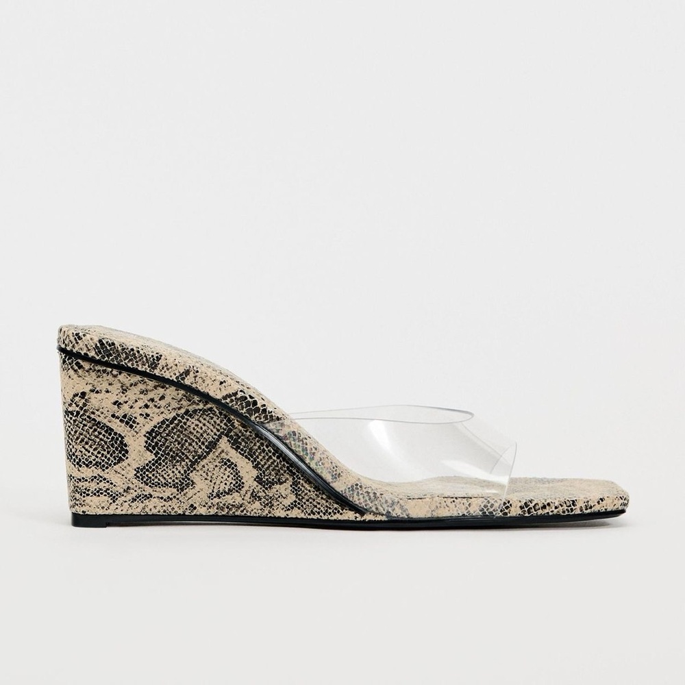 Zara Snakeskin clear wedge heels 37 / 6.5 - Picture 8 of 8